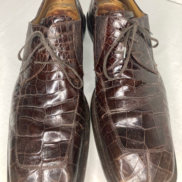 Mezlan Platinum Brown Genuine Crocodile Dress Shoe - Picture 3 of 9